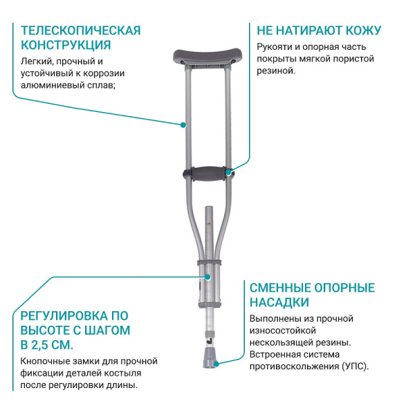 2 Костыль инвалидный BRONIGEN арт.BMC-110